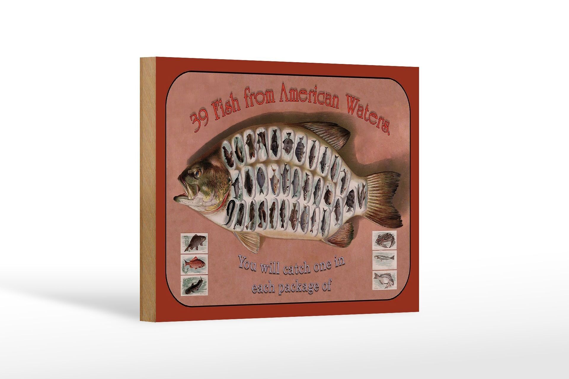 Cartello in legno pesce 18x12 cm 39 Decorazione Pesce delle Acque Americane