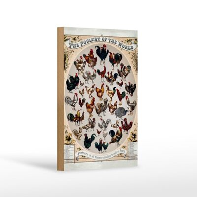 Letrero de madera tipo aves de corral 12x18 cm decoración las aves de corral del mundo