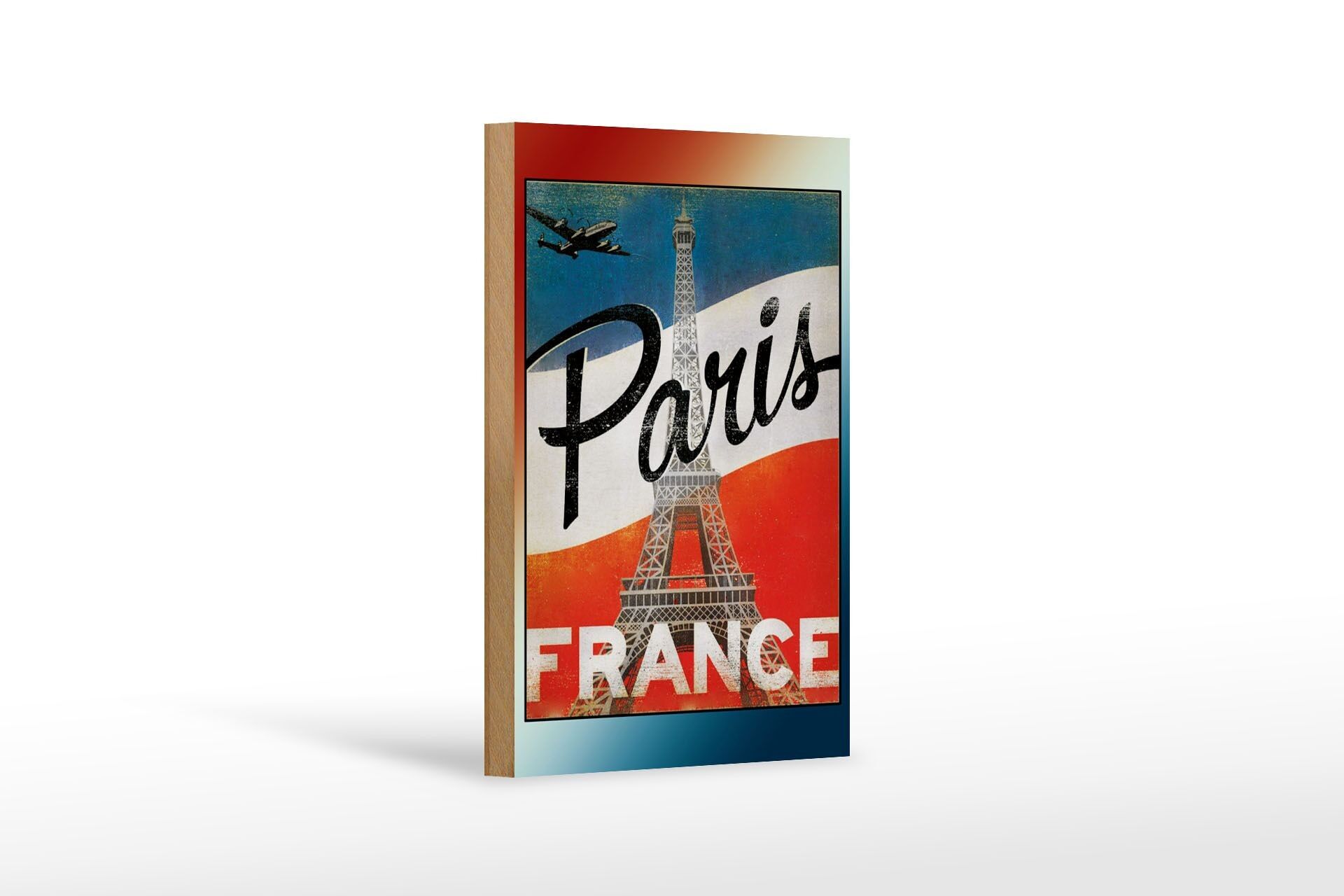 Targa in legno Parigi 12x18 cm Torre Eiffel Francia decorazione murale decorazione