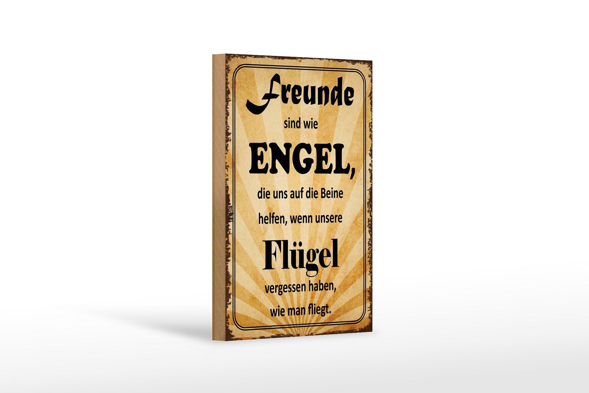 Cartello in legno con scritta 12x18 cm Gli amici sono come gli angeli che ci regalano decorazioni