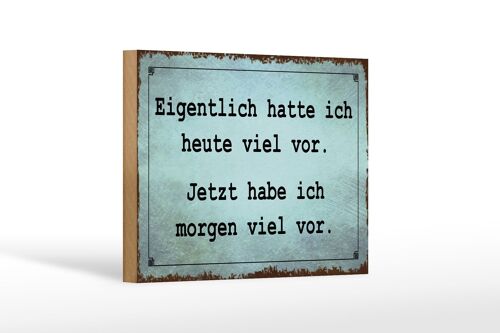 Holzschild Spruch 18x12 cm eigentlich hatte ich viel vor Dekoration