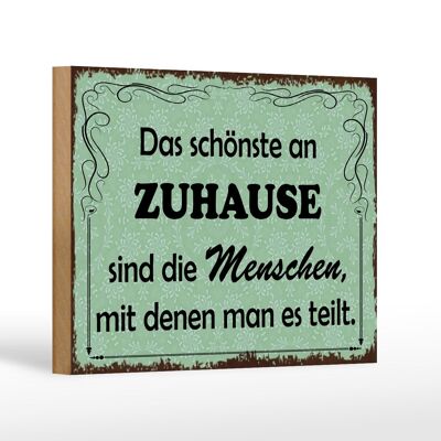 Wooden sign saying 18x12 cm the most beautiful thing about home is decoration