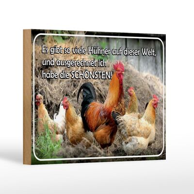 Cartel de madera que dice 18x12 cm hay tantas gallinas y decoración