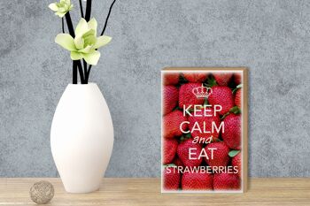 Panneau en bois disant 12x18cm Décoration Keep Calm and eat fraises 3
