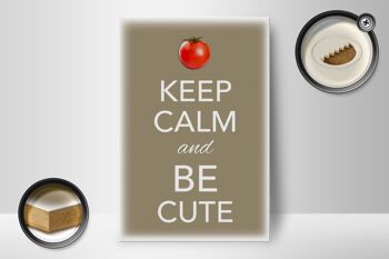 Panneau en bois disant 12x18 cm Keep Calm and be cute décoration tomate 2