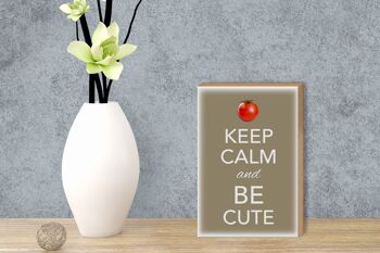 Panneau en bois disant 12x18 cm Keep Calm and be cute décoration tomate 3