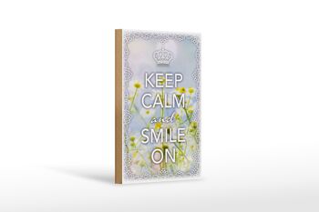 Panneau en bois disant 12x18 cm Keep Calm and smile sur la décoration de la couronne 1