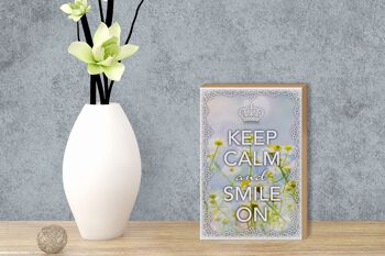 Panneau en bois disant 12x18 cm Keep Calm and smile sur la décoration de la couronne 3