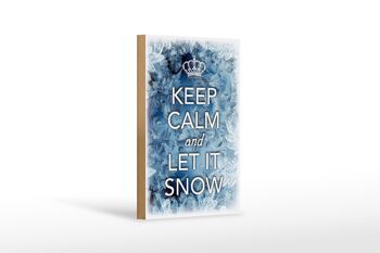 Panneau en bois disant 12x18 cm Keep Calm and let is snow décoration 1