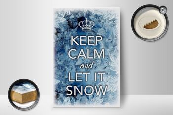 Panneau en bois disant 12x18 cm Keep Calm and let is snow décoration 2