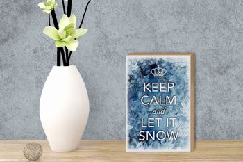 Panneau en bois disant 12x18 cm Keep Calm and let is snow décoration 3