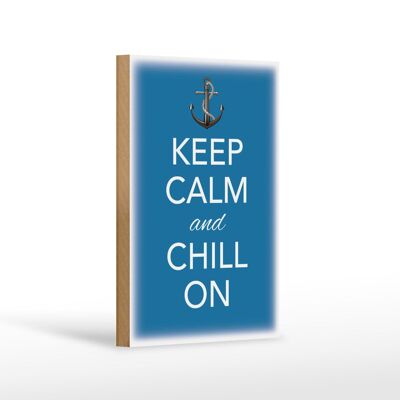 Cartel de madera que dice Keep Calm and chill 12x18 cm en decoración