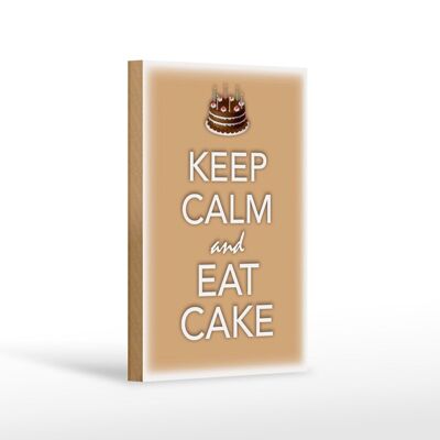 Cartel de madera que dice 12x18 cm Keep Calm and eat cake decoración