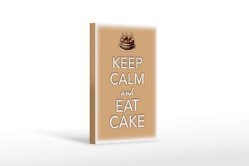Panneau en bois disant 12x18 cm Keep Calm and eat décoration de gâteau 1