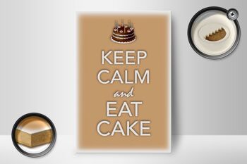Panneau en bois disant 12x18 cm Keep Calm and eat décoration de gâteau 2