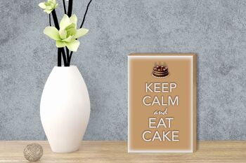 Panneau en bois disant 12x18 cm Keep Calm and eat décoration de gâteau 3