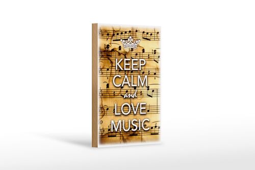 Holzschild Spruch 12x18 cm Keep Calm and love music Dekoration