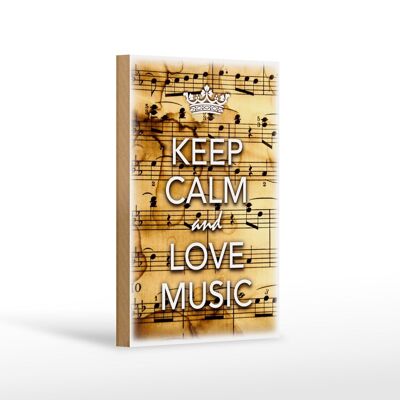 Wooden sign saying 12x18 cm Keep Calm and love music decoration