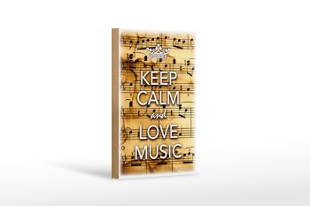 Panneau en bois disant 12x18 cm Keep Calm and love music decoration 1