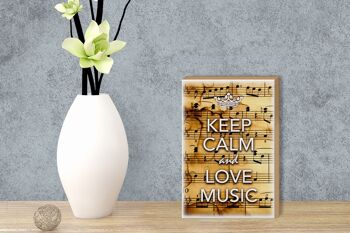 Panneau en bois disant 12x18 cm Keep Calm and love music decoration 3