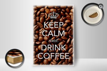 Panneau en bois disant 12x18 cm Keep Calm and Drink Coffee Coffee 2