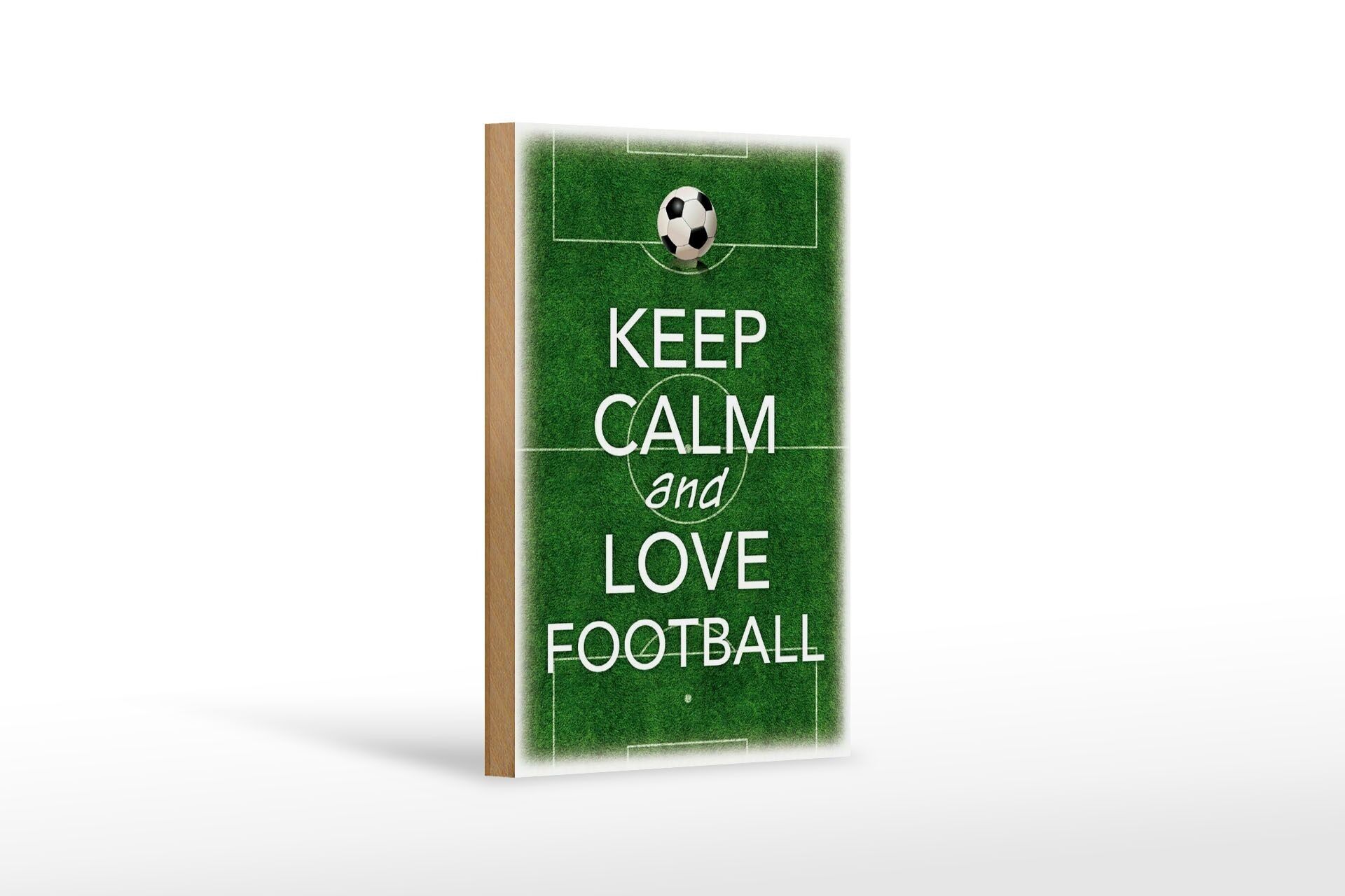 Cartello in legno con scritta Keep Calm and Love Football 12x18 cm. Decorazione