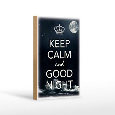 Cartello in legno con scritta Keep Calm e buona notte 12x18 cm