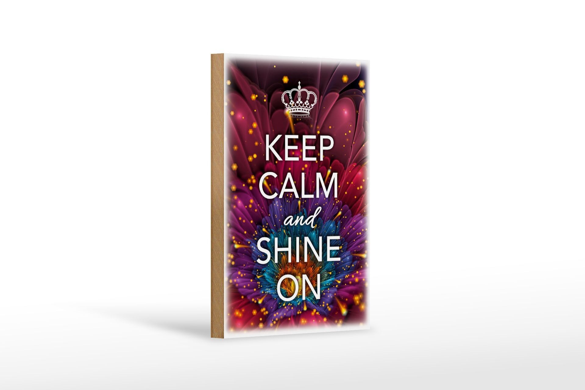 Panneau en bois disant 12x18 cm Keep Calm and Shine sur la décoration