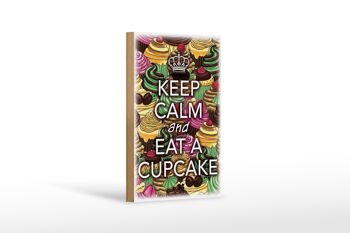 Panneau en bois disant 12x18 cm Keep Calm and eat a Cupcake décoration 1