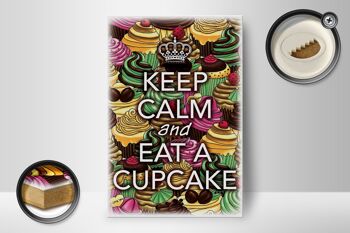 Panneau en bois disant 12x18 cm Keep Calm and eat a Cupcake décoration 2