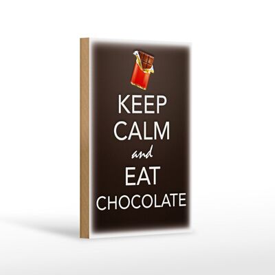 Cartel de madera con texto Keep Calm and eat chocolate 12x18 cm decoración