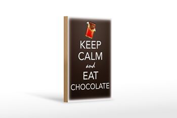 Panneau en bois disant 12x18 cm Keep Calm and eat chocolate decoration 1