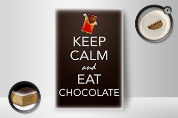 Panneau en bois disant 12x18 cm Keep Calm and eat chocolate decoration 2