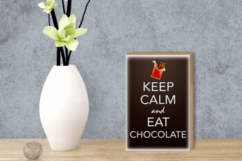 Panneau en bois disant 12x18 cm Keep Calm and eat chocolate decoration 3