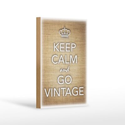 Cartello in legno con scritta Keep Calm and Go 12x18 cm, decorazione vintage