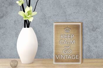 Panneau en bois disant 12x18 cm Keep Calm and go décoration vintage 3