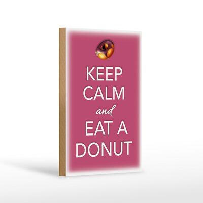 Cartel de madera que dice 12x18 cm Keep Calm and eat a donut decoración