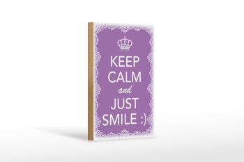 Panneau en bois disant 12x18 cm Keep Calm and just smile :) Décoration 1