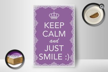 Panneau en bois disant 12x18 cm Keep Calm and just smile :) Décoration 2