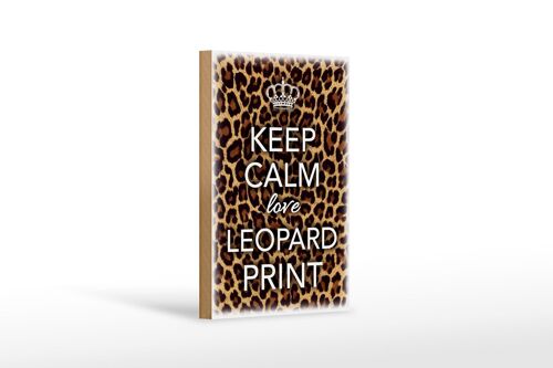 Holzschild Spruch 12x18 cm Keep Calm love leopard print Dekoration