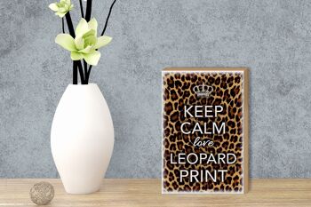 Panneau en bois disant 12x18 cm Keep Calm love, décoration imprimé léopard 3