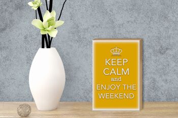 Panneau en bois disant 12x18 cm Keep Calm and Enjoy the Weekend Décoration 3