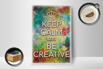 Panneau en bois disant 12x18cm Keep Calm and be creative decoration 2