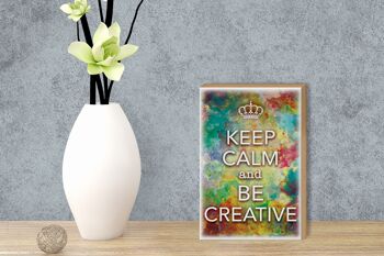 Panneau en bois disant 12x18cm Keep Calm and be creative decoration 3