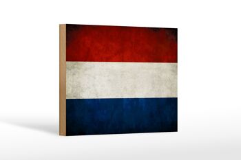 Drapeau en bois 18 x 12 cm Décoration drapeau Pays-Bas Hollande 1