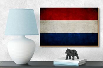 Drapeau en bois 18 x 12 cm Décoration drapeau Pays-Bas Hollande 3