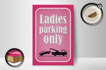 Panneau en bois parking 12x18 cm Parking dames uniquement décoration rose 2