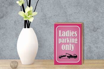 Panneau en bois parking 12x18 cm Parking dames uniquement décoration rose 3