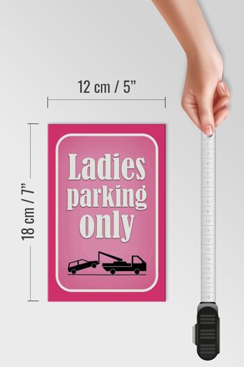 Panneau en bois parking 12x18 cm Parking dames uniquement décoration rose 4