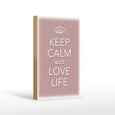 Cartel de madera con texto 12x18 cm Keep Calm and love life decoración